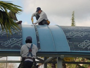 Aussie Roofing built this front entrance cover for Willard Middle School in Berkeley, CA