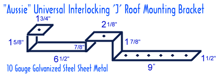 Illustration of the Aussie Universal Interlocking J Roof Mounting Bracket